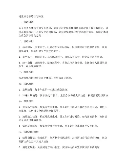 逃生应急演练计划方案