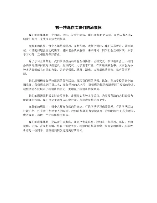 初一精选作文我们的班集体