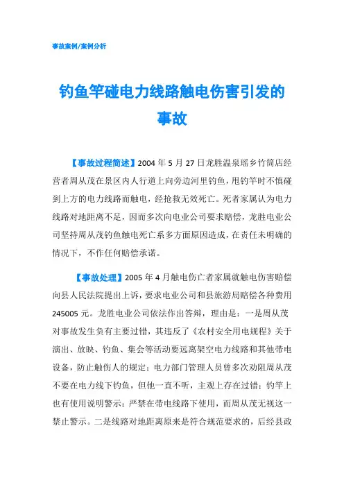 钓鱼竿碰电力线路触电伤害引发的事故