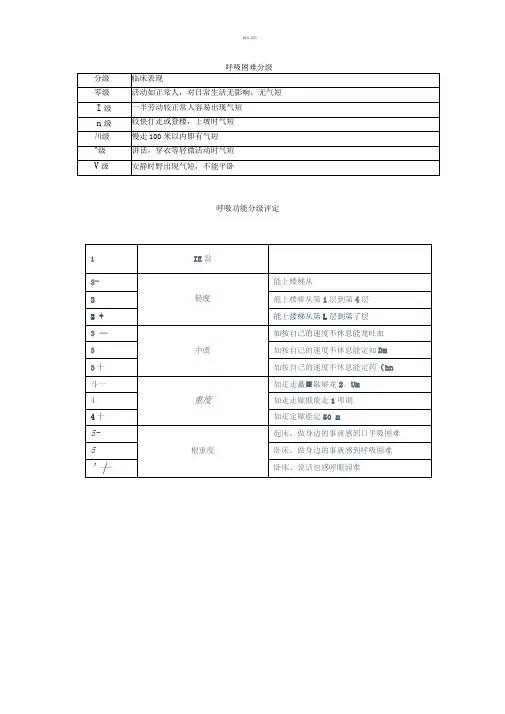 呼吸困难分级(WHO认证)