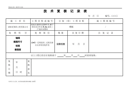 最新技术复核记录表(模板)3