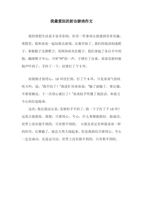 我最爱玩的射击游戏作文