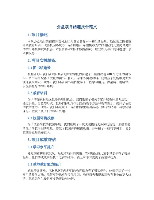 公益项目结题报告范文