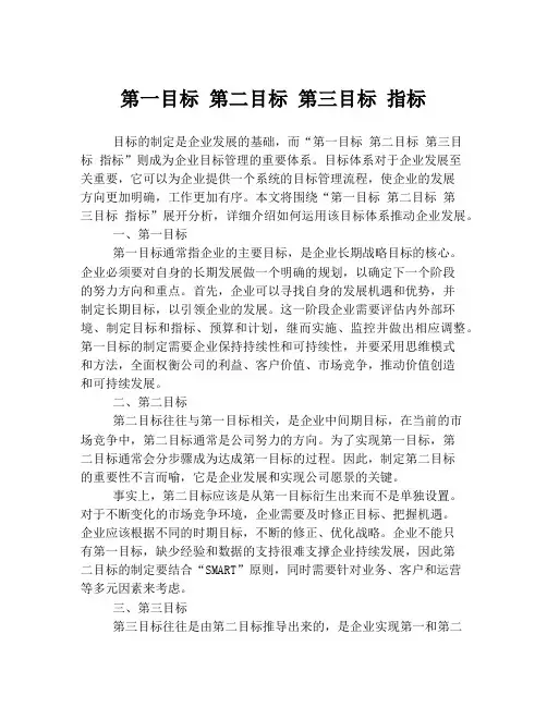 第一目标 第二目标 第三目标 指标