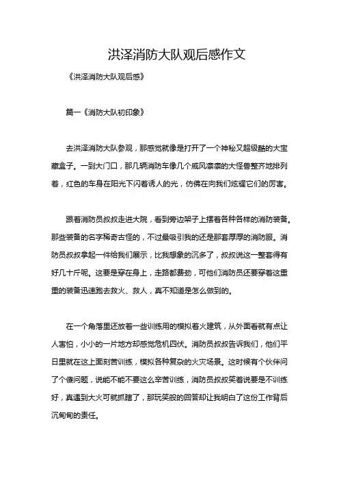 洪泽消防大队观后感作文