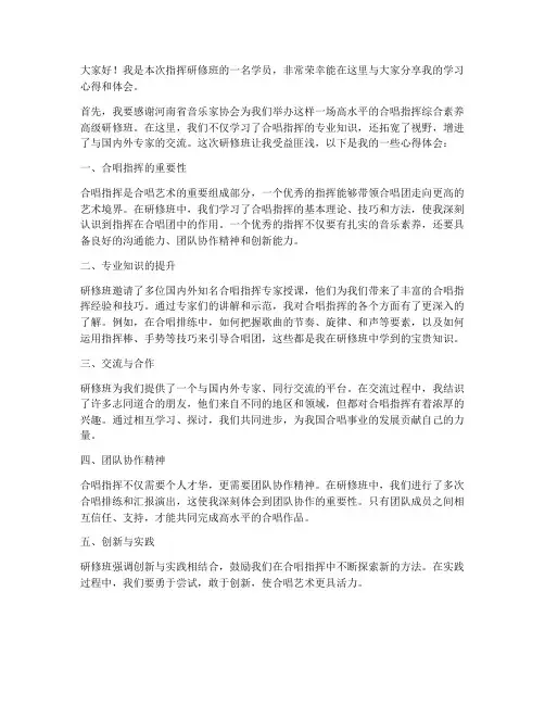 指挥研修班交流发言稿