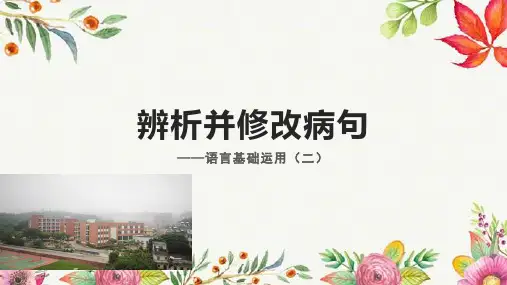 2022届高考语文专题复习：辨析并修改病句课件34张