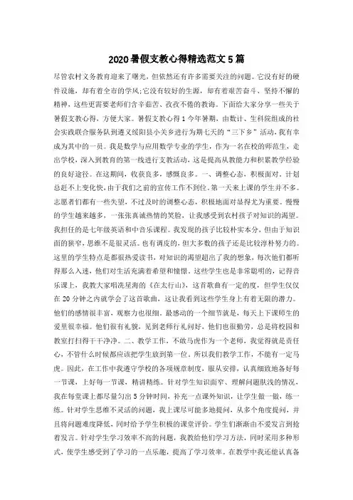2020暑假支教心得精选范文5篇