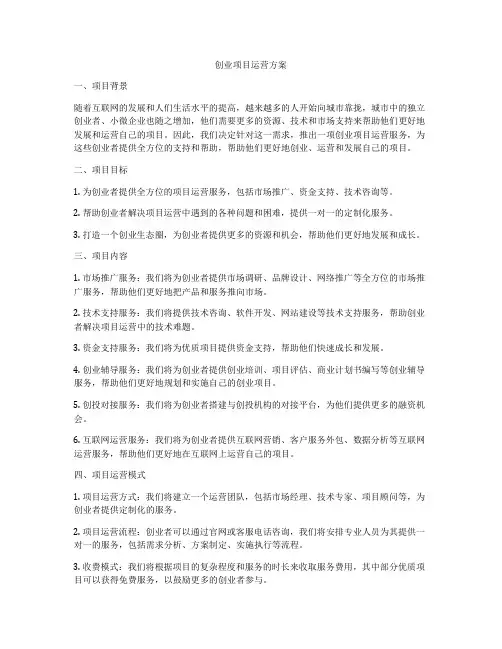 创业项目运营方案
