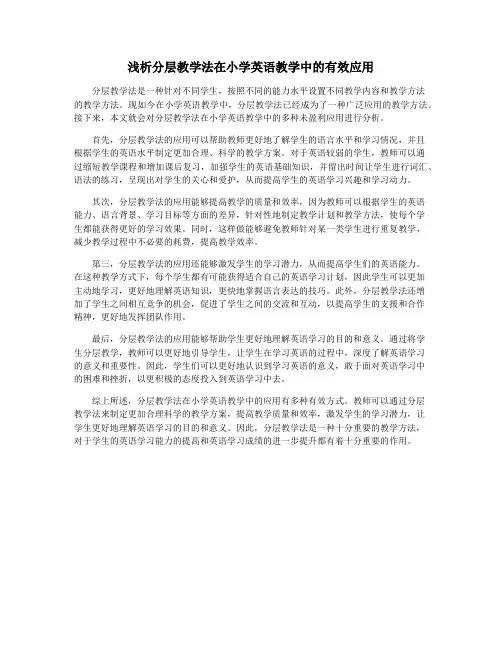 浅析分层教学法在小学英语教学中的有效应用