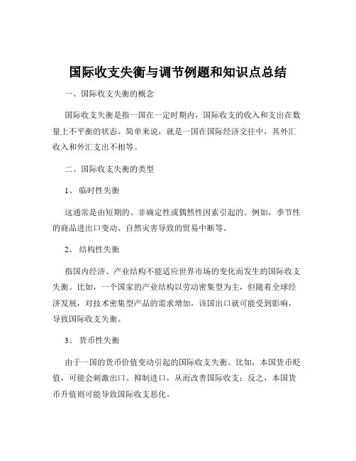 国际收支失衡与调节例题和知识点总结