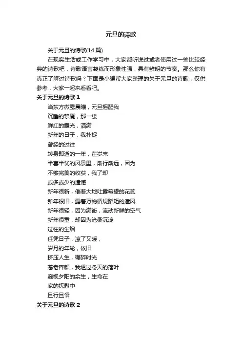 关于元旦的诗歌（14篇）