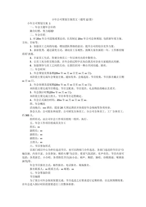 小年公司策划方案范文(通用12篇)