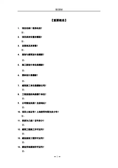 房地产项目百问百答定稿模板