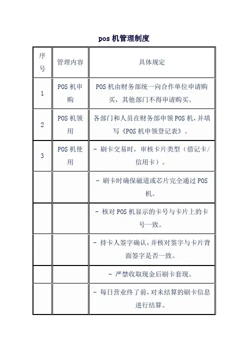 pos机管理制度