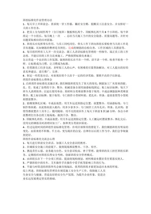 班组标准化作业管理办法等