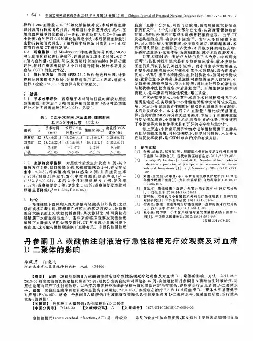 丹参酮ⅡA磺酸钠注射液治疗急性脑梗死疗效观察及对血清D-二聚体的影响