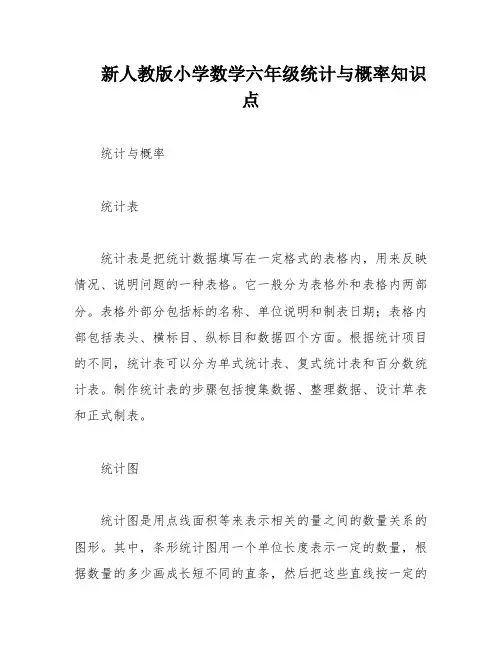 新人教版小学数学六年级统计与概率知识点