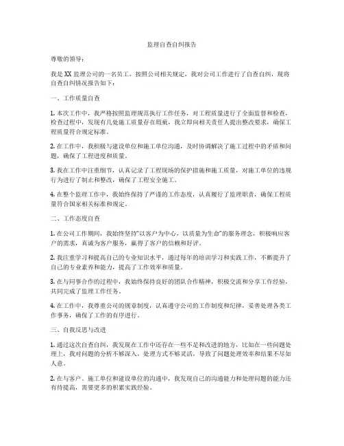 监理自查自纠报告