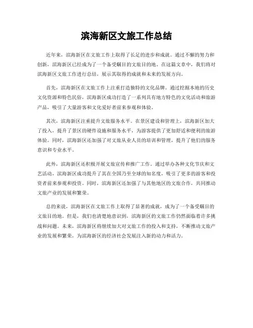 滨海新区文旅工作总结
