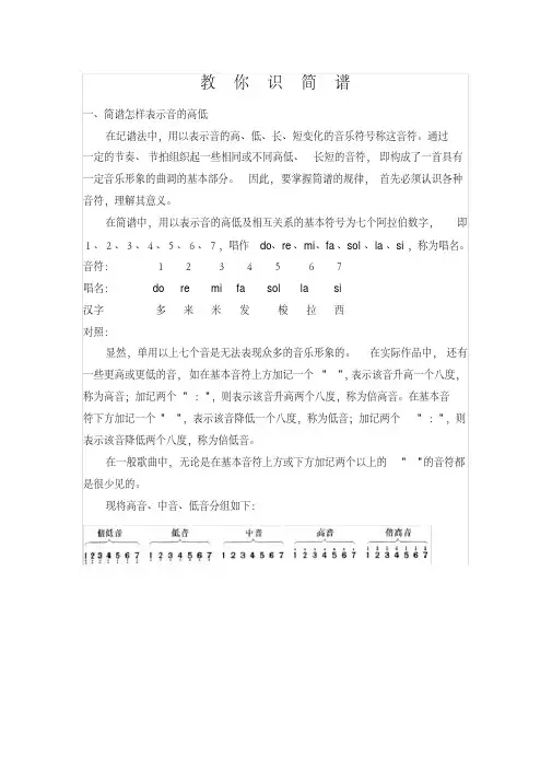 89编号基础乐谱知识