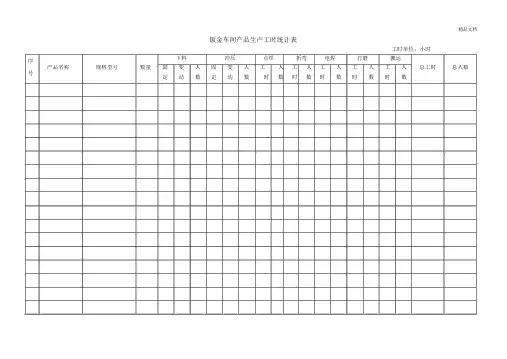 车间产品生产工时统计标准表格.doc