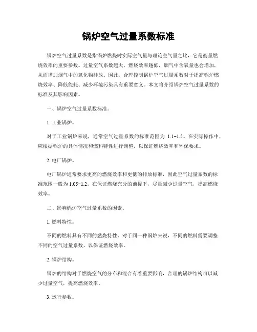 锅炉空气过量系数标准