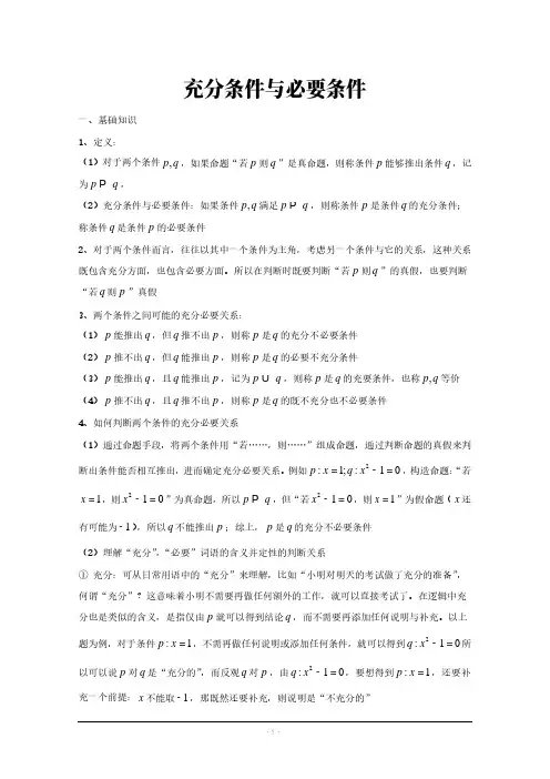 高中数学讲义：充分条件与必要条件