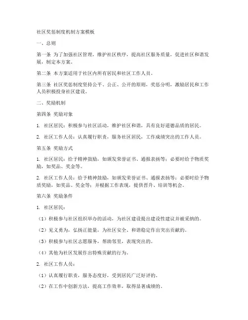 社区奖惩制度机制方案模板