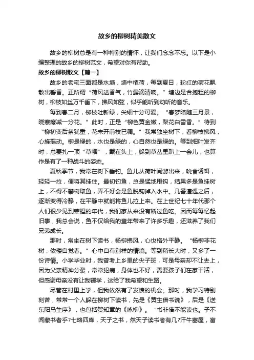 故乡的柳树精美散文