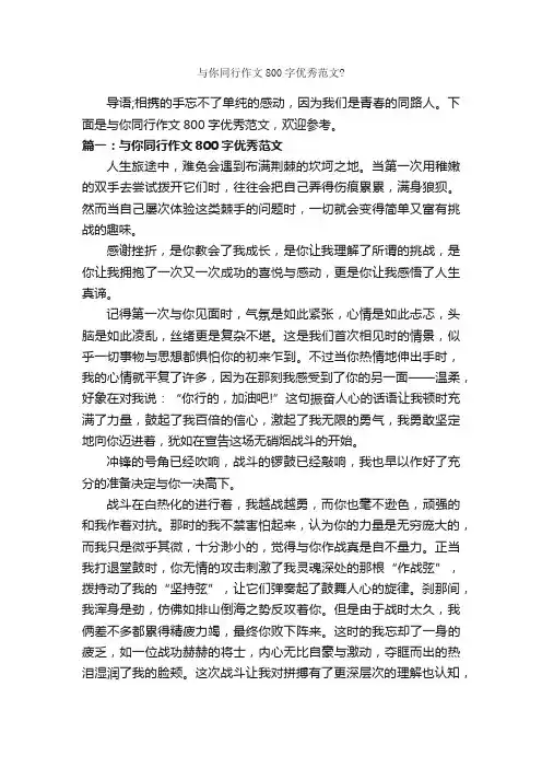与你同行作文800字优秀范文?