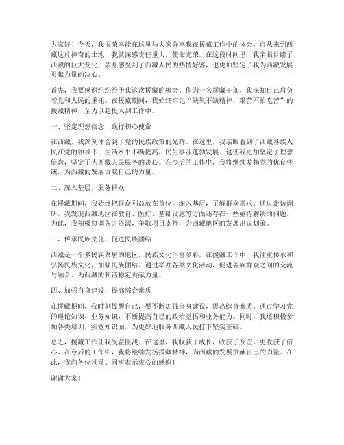 援藏工作体会发言稿范文