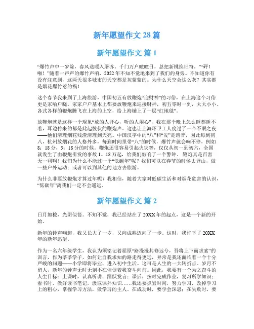 新年愿望作文28篇