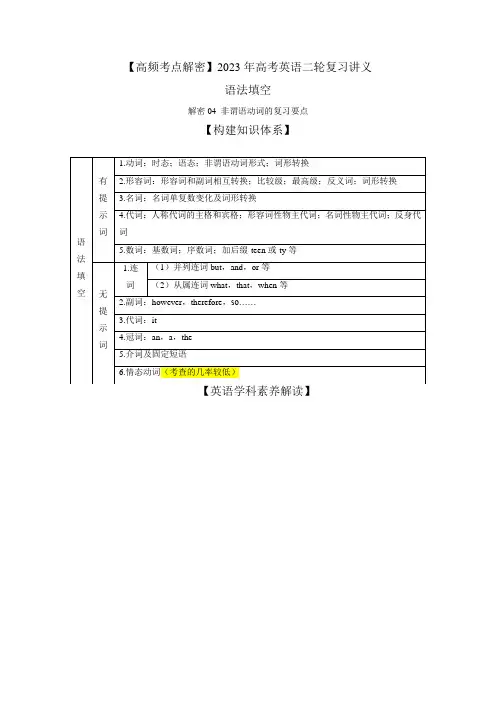 高考英语二轮复习教案(新高考专用) 语法填空 非谓语动词  Word版含解析 