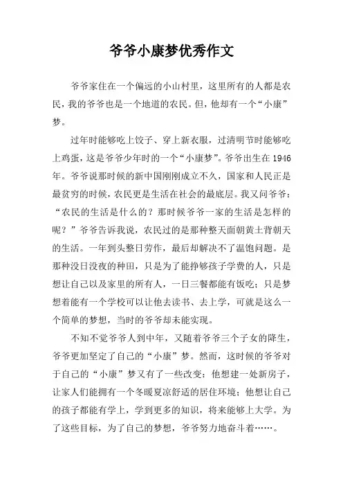 爷爷小康梦优秀作文