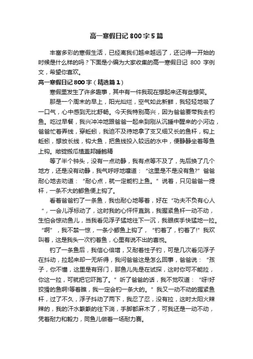 高一寒假日记800字5篇
