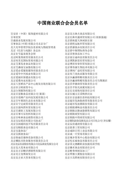 中国商业联合会会员名单