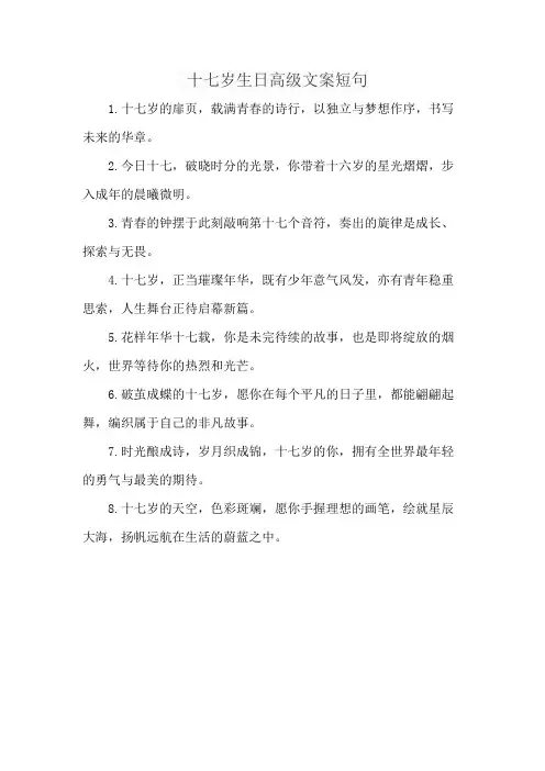 十七岁生日高级文案短句