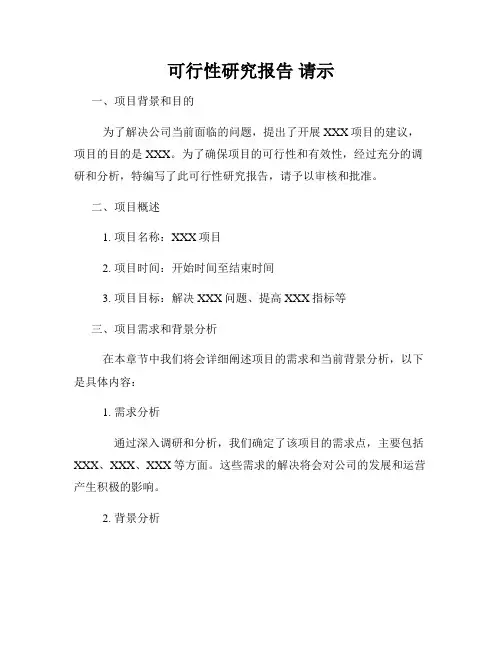 可行性研究报告 请示