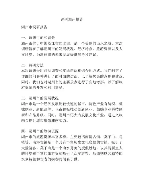 调研湖州报告