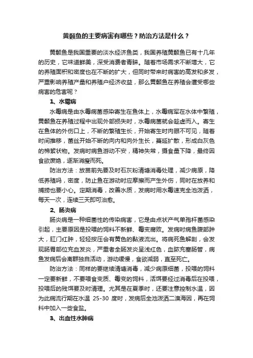 黄颡鱼的主要病害有哪些？防治方法是什么？