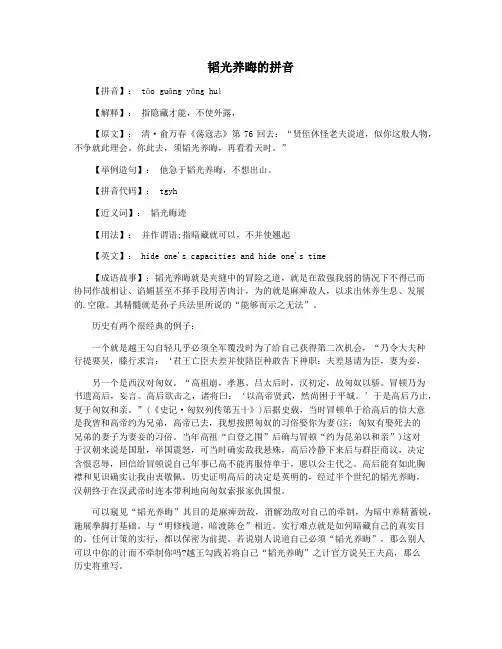 韬光养晦的拼音