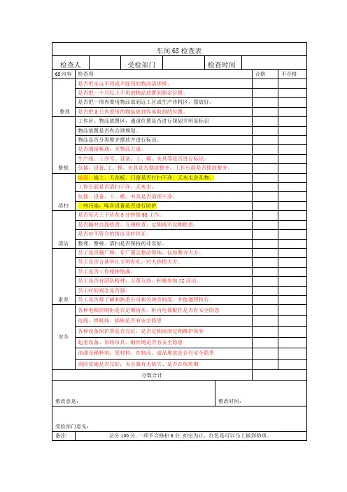 车间6S检查表