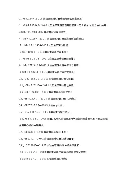 实验室常用标准
