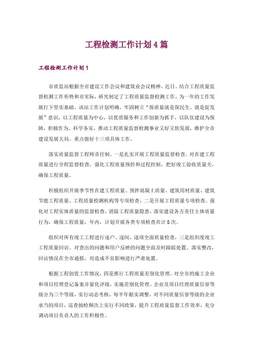 工程检测工作计划4篇