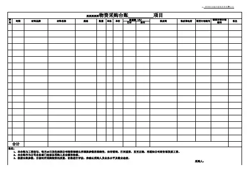项目台账表格