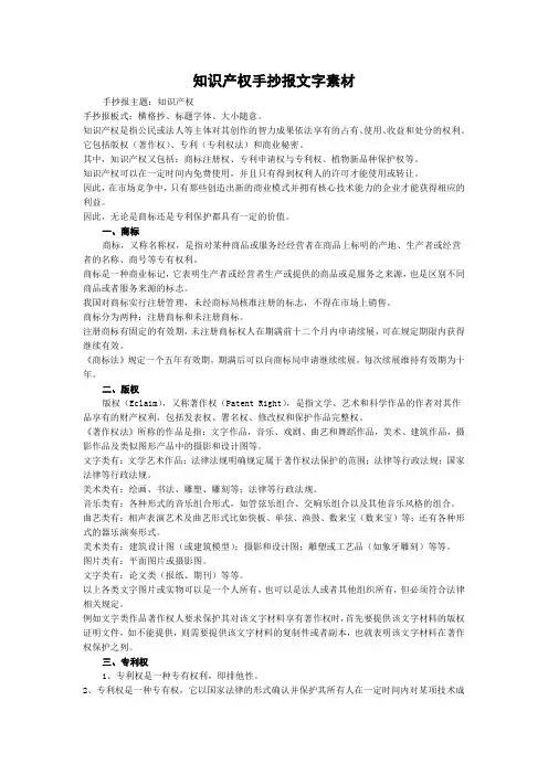 知识产权手抄报文字素材