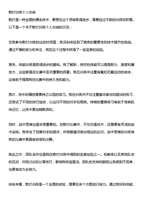 散打训练个人总结