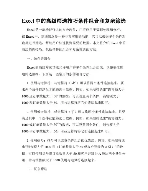 Excel中的高级筛选技巧条件组合和复杂筛选