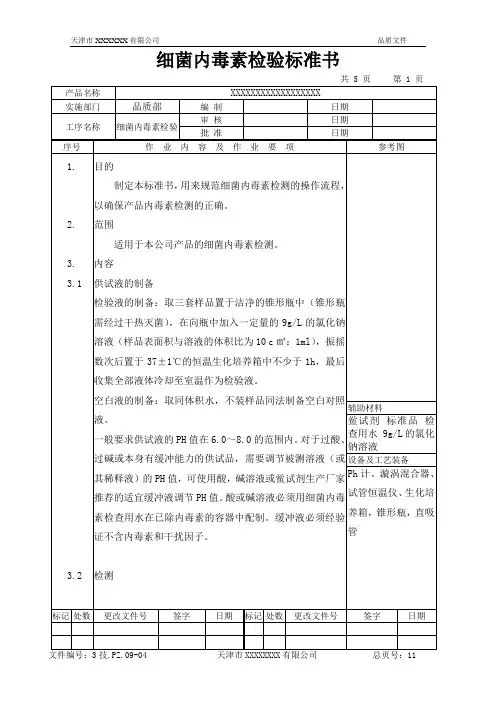 细菌内毒素检验SOP
